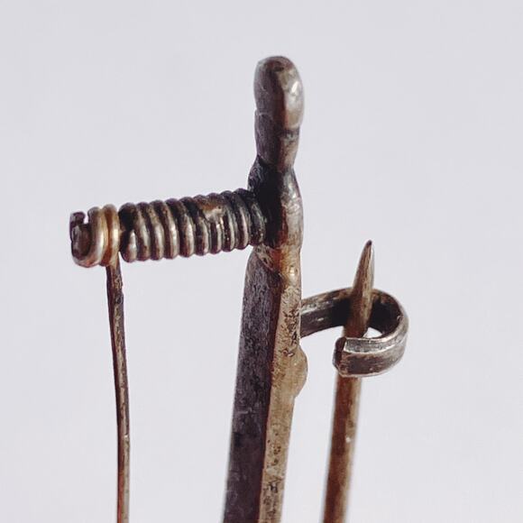 RARE Vintage 1930s Solid Silver Balalaika Brooch USSR Russian Folk Figural Pin - Picture 9 of 14